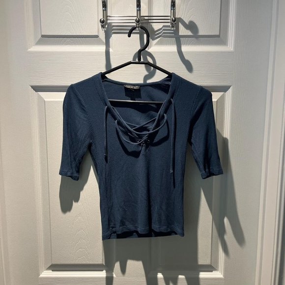 Cute And Flattering Dark Blue Shirt - Picture 1 of 4